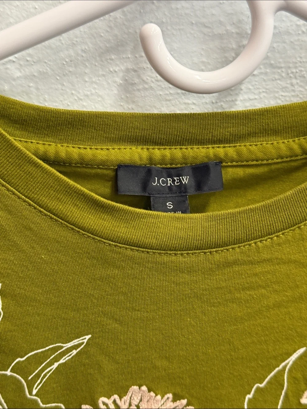 J. Crew Olive Green Short Sleeve Floral Crewneck Tee